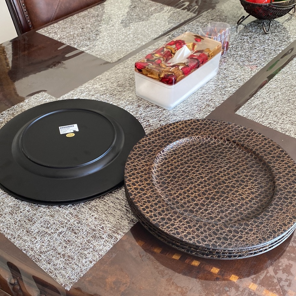 Plate Chargers Set of 6 Copper Brown - Picture 6 of 7